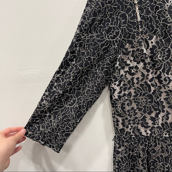 Eliza J Black Lace Fit & Flare Dress Knee Length Elbow Length Sleeve Size 14 - Picture 6 of 8